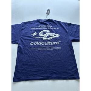 NWT Cold Culture Unisex Sparkly Tee Shirt Cosmic Blue Large